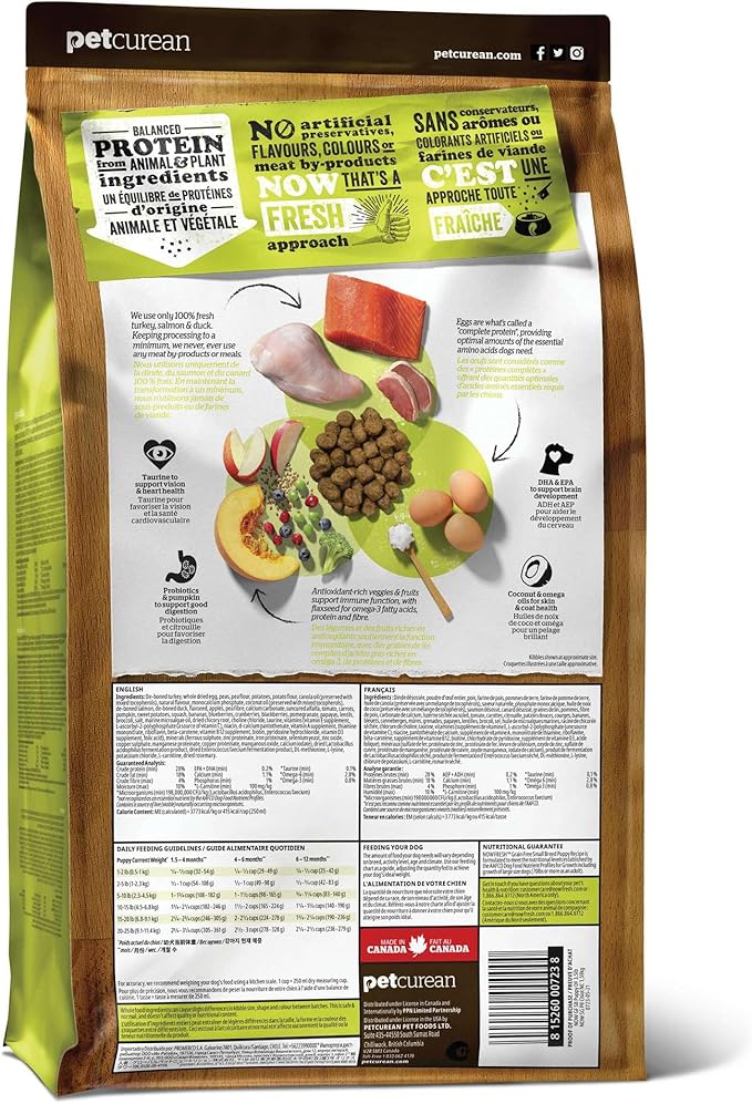 Now Fresh Grain-Free Small Breed Dry Puppy Food with Turkey, Salmon & Duck, Healthy Kibble for Growing Dogs with Real Poultry & Fish, Chicken-Free, Pumpkin & Probiotics for Good Digestion, 3.5 lb Bag