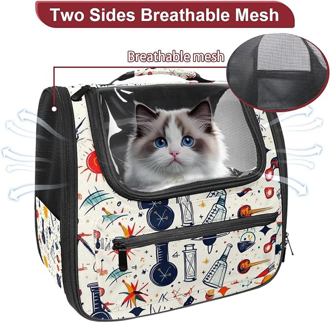 Airline Approved Soft Sided Pet Carrier, Colorful Science Education (1) Pet Travel Bag for Cats & Dogs, Durable, Breathable Pet Travel Bag for Airplane, Car & Train