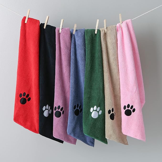 Bone Dry Pet Grooming Towel Collection Embroidered Absorbent Microfiber Drying Set, 15x30, Hunter Green, 3 Count (Pack of 2)