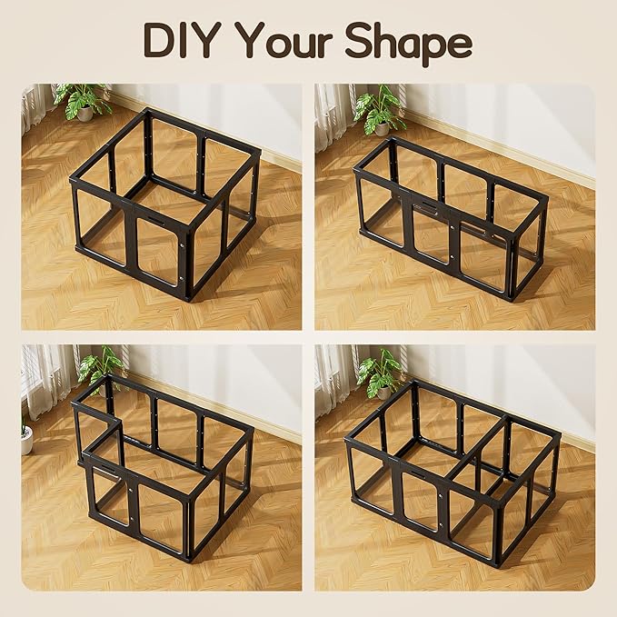 Jalove 30" H Clear Dog Playpen Acrylic Puppy Playpen Indoor, Easy Assemble Cat Rabbit Ferret Pet Play Pen with Door, Plastic Dog Fence Kennel Whelping Cage Enclosure Black 2PCS
