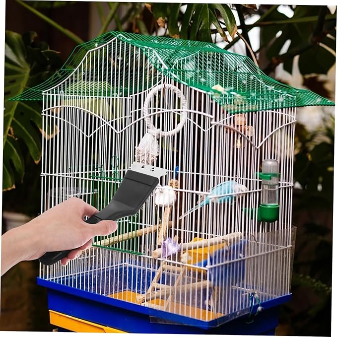 Birdcage Maintenance Brush with Stainless Steel Shovel Bird Droppings Cleaning Tool for Pet Birds