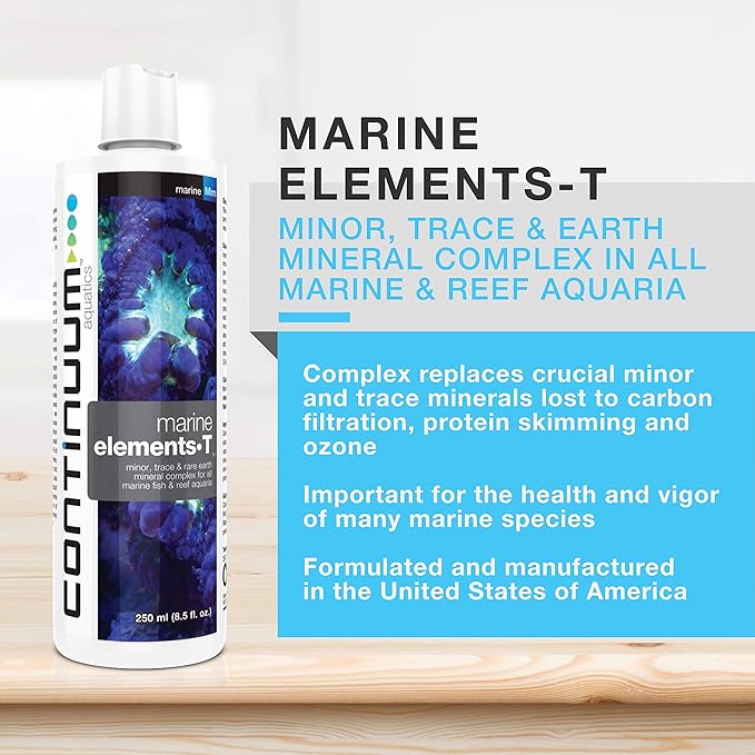 Continuum Aquatics Marine Elements T - Minor, Trace & Rare Earth Mineral Complex for All Marine & Reef Aquariums