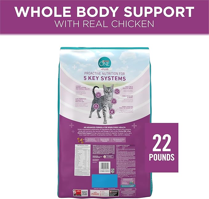 Purina ONE Plus Whole Body Support with Chicken Dry Cat Food - 22 lb. Bag