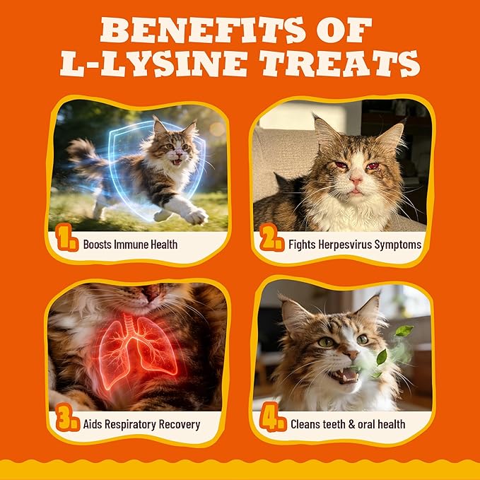 9 oz L-Lysine Cat Treats L-Lysine for Cats Chicken Flavor Cat Training Treats Cat Immune Support Healthy Cats Snacks