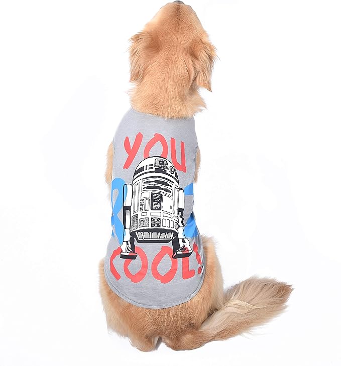 Star Wars for Pets 'You R2 Cool' Gray Dog Tank | Star Wars Dog Shirt for Large Dogs | Size X-Large | Soft, Cute, and Comfortable Dog Clothing and Apparel