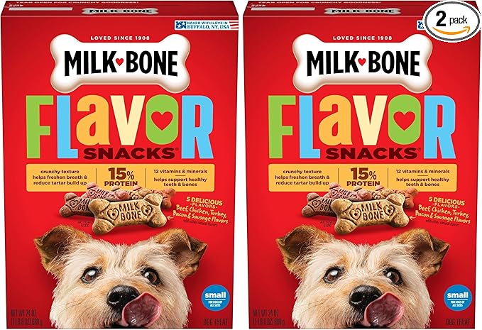 Milk-Bone Flavor Snacks Dog Treats, Small Biscuits, 24 Ounce (Pack of 2)