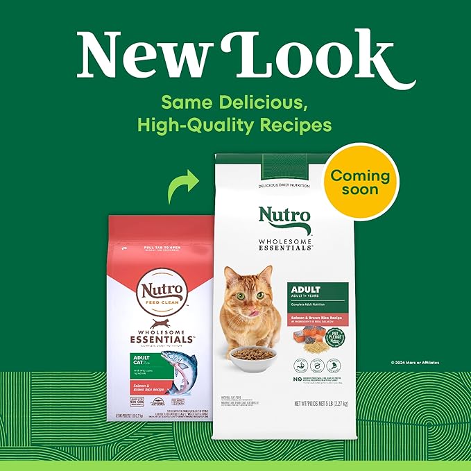 Nutro Wholesome Essentials Dry Cat Food, Adult Cat Food Dry Salmon & Brown Rice Recipe, 5 lb. Bag
