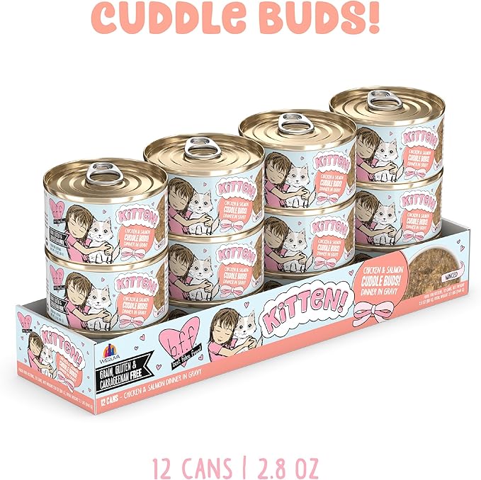 Weruva B.F.F. Kitten Food, Cuddle Buds with Chicken & Salmon in Gravy, 2.8oz Can (Pack of 12)