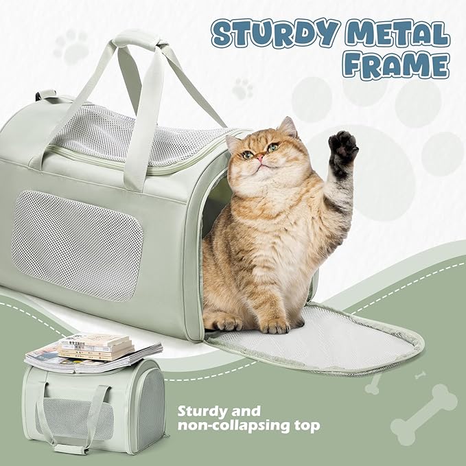 Large Cat Carriers Dog Carrier Pet for Small/Medium Cats Dogs Puppies,Soft-Sided Cat Bag Airline Approved,Carry Up to 20 Lbs,Green