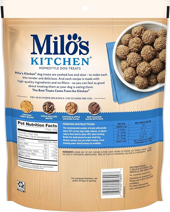 Milo's Kitchen Chicken Meatballs Dog Treats, 18-Ounce (Pack of 4)