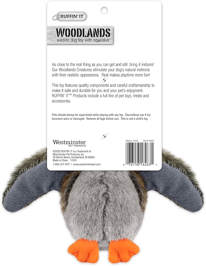 Ruffin' It Woodlands Mallard Stuffed Plush Dog Toy, Small
