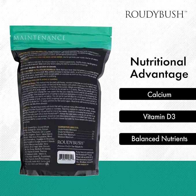 RoudyBush Daily Maintenance Food for Birds - Scientifically Formulated Bird Feed - Bird Food Pellets w/Corn, Wheat, Soy & More - Nutritious & Healthy Feed for Birds (Nibles, 22oz)