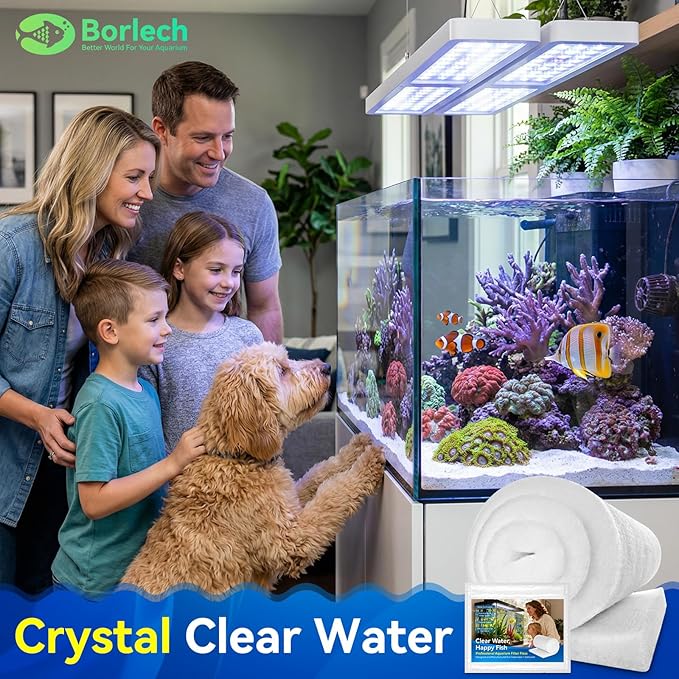 Borlech Aquarium Filter Floss Pad - Mechanical & Polishing Polyester Media for Fish Tank Filters, Ultra-Clear Water in No Time, 3/4" Thick (39.4” x 11.8”) 1 Pack