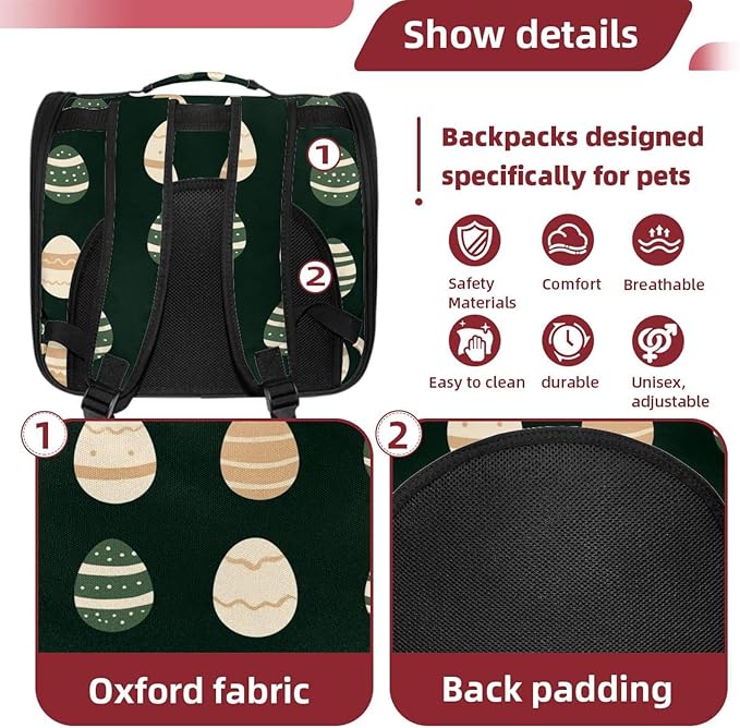 Easter Eggs (1) Cat Carriers Dog Carrier Pet Carrier with Locking Safety Zippers for Cats, Kitties, Puppies and Small Dogs