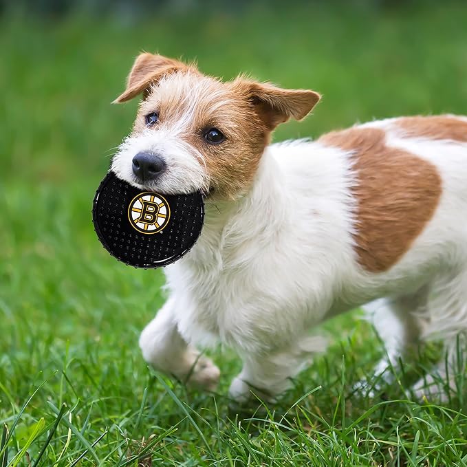 Pets First NHL Boston Bruins Hard-Nylon Bacon-Flavored Hockey-Puck Chew Toy, Indestructible Dog and Cat Chewy Toy, Tug, Fetch Toy, Sporty Fun Toy for Dogs