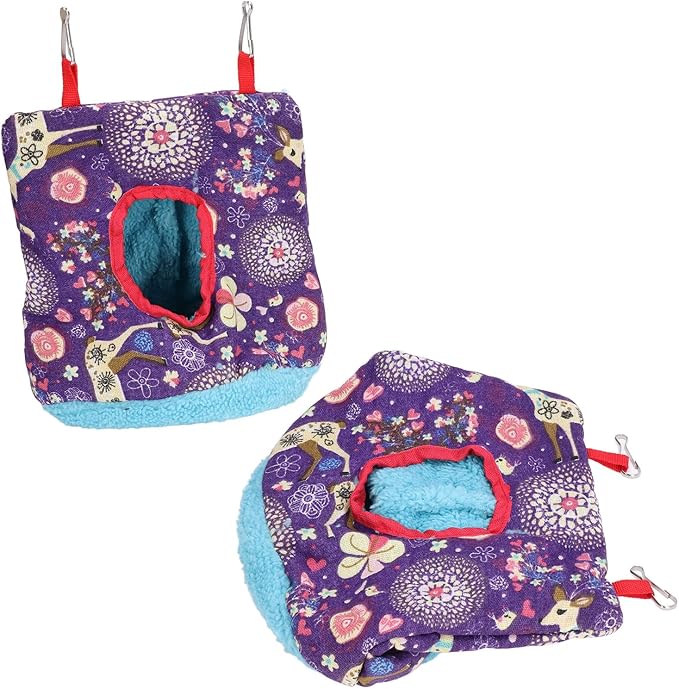 Warm Bird Hammock Soft Plush Foldable Hanging for Parrots Parakeets, Easy to Bird Cage Accessory with Hook Design, Multi Functional Pet Bird Toy Sleeping Place