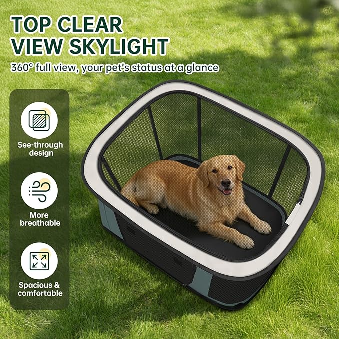 Siedihit Dog Cat Playpen Crate with Washable Pee Pad, Reinforced Durable Dog Cage, Portable Foldable Pet Kennel with Breathable Visibility (Grey, Extra Large)