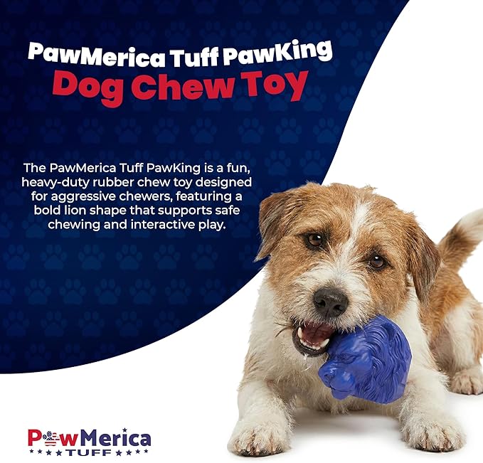 PawKing – Indestructible Dog Toy for Aggressive Chewers – Lion-Shaped for Interactive & Engaging Play – Cleans Teeth & Massage Gums – Pet-Safe & Made in USA (3.90 x 3.5 x 3.25 Inches)