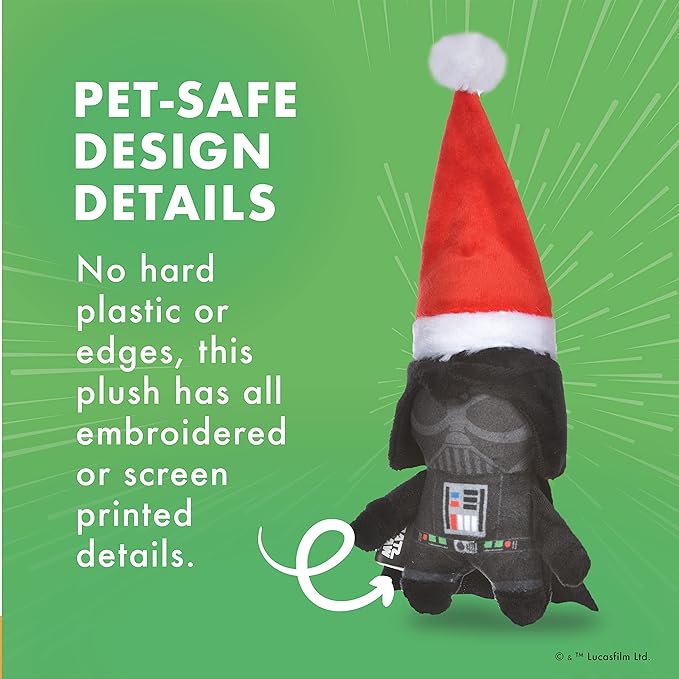 STAR WARS for Pets Dog Toy Darth Vader Toy for Holidays | Santa Darth Vader Dog Squeaky Toy Dog Chew Toy | Holiday Dog Toy Plush Toys | 9 Inch Small Dog Toy (FF19885-22)