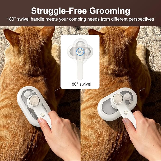 Cat Brush for Shedding, 2026 Upgraded Mist Spray & Self Cleaning Slicker Brush for Indoor Cats & Dogs, Pet Steam Brushes Rechargeable, Skin Friendly Pet Grooming Comb with 180° Rotating Handle