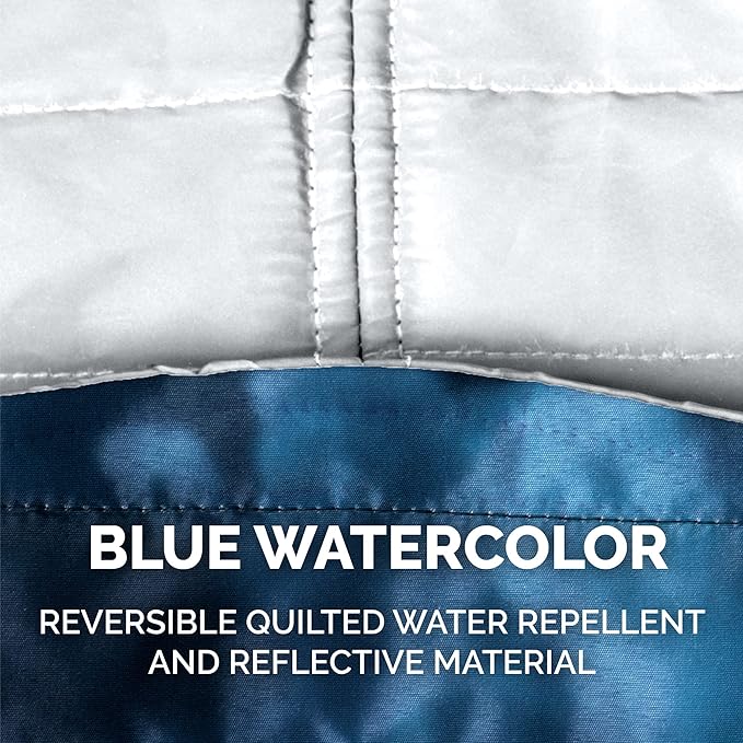 Furhaven Water-Repellent & Reversible Medium Dog Coat, Washable & Reflective w/ Leash Access, Pocket, & Carry-On Purse - Puffer Dog Jacket - Blue Watercolor, Medium