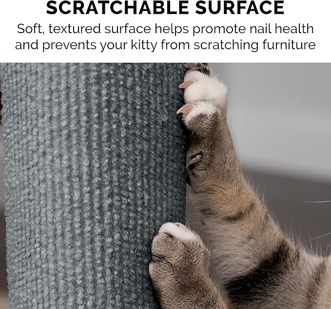 Furhaven Wrap Around Scratching Post Cover for Indoor Cats, Fits Posts Up to 3.5" Diameter, Durable & Less Mess - Tiger Tough Carpet Scratch Mat - Gray, Extra Large/XL (Pack of 3)