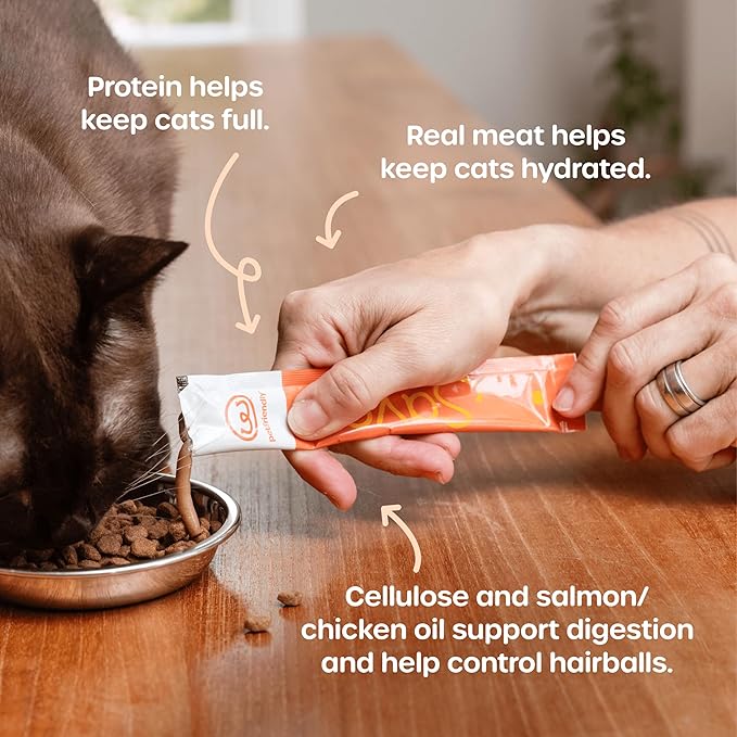 PetFriendly Lickable Cat Treat Kit, Squeeze Treat, 1 Box of 30 Squeezable Cat Tubes, 0.5 oz Per Tube (Salmon)