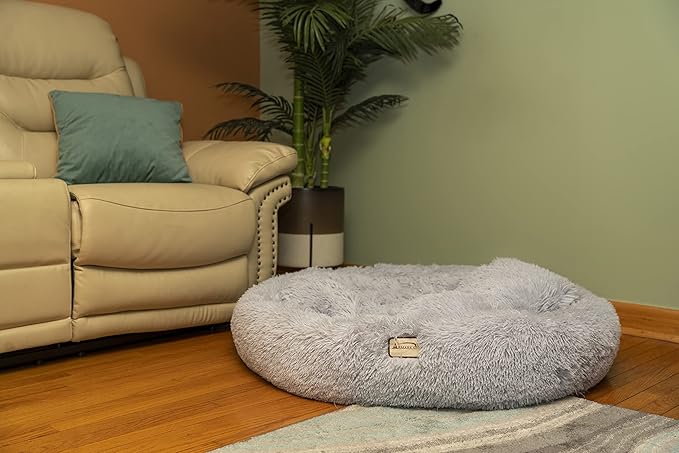 Armarkat Extra Large, Fluffy Gray Round Cat Bed - C71NHS