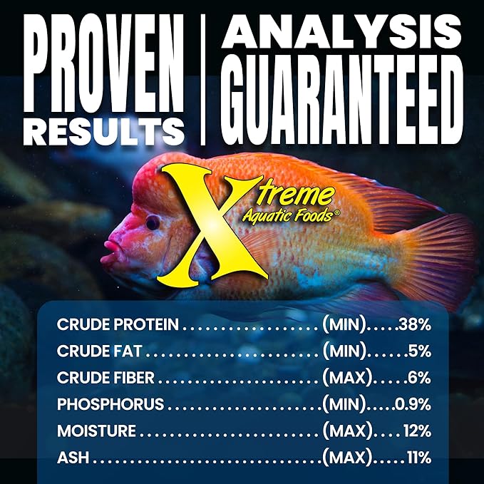 Xtreme Big Fella 3.0mm Pellets: Professional Nutrition for Medium to Large Cichlid/Community Fish - Boost Immune & Digestive Health, Color & Energy, Max Protein Fish Food – USA Farm Grown (64oz)