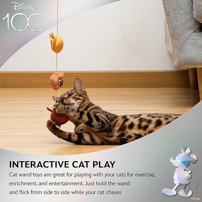 Disney for Pets The Lion King Cat Wand Toy with Catnip,12in Cat Toys | Fun Cat Teaser Wand Toys for Cats Inspired The Lion King with Simba, Timon, Pumbaa Plushes