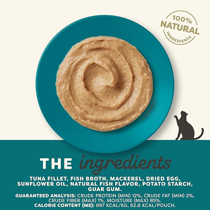 Applaws Natural Wet Cat Food in Mousse, Limited and Natural Ingredients, Grain-Free, High Protein with No Artificial Additives, Tuna Fillet & Mackerel (12 x 2.47oz Pouches)