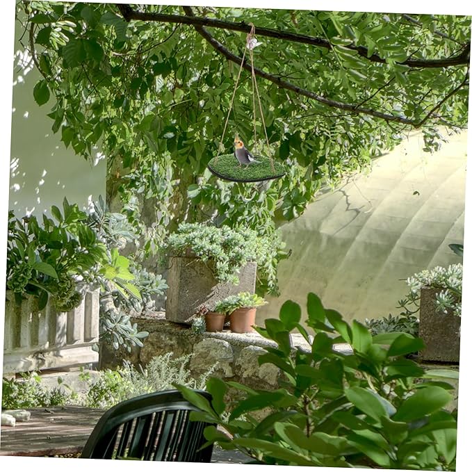 Toddmomy Artificial Grass Parrot Hammock Reptile Climbing Swing Net for Indoor Outdoor Use Bird Cage Accessory for Gecko Lizard and Chameleon