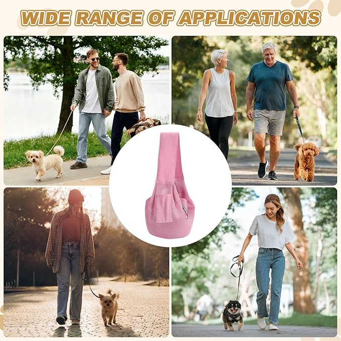 Dog Sling Carrier for Small Dogs and Cats Up to 16.5 Lbs, Breathable Thick Shoulder Strap Pet Crossbody Shoulder Bag, (Pink, 1 Pcs) Intended for Outdoor/Camp/Travel