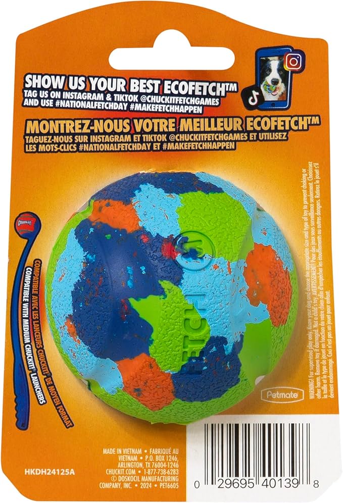 Chuckit! EcoFetch Fetch Ball Dog Toy, Medium (2.5 Inch Diameter) Pack of 1, for Breeds 20-60 lbs