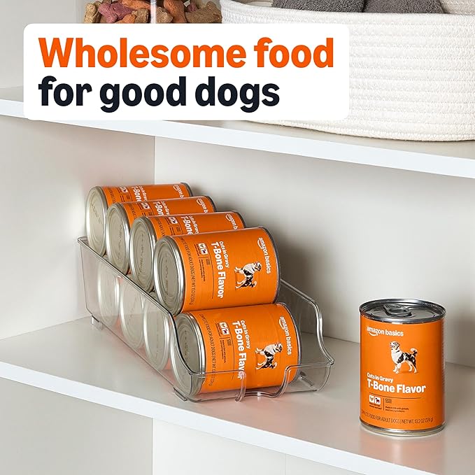 Amazon Basics Wet Dog Food, Cuts in Gravy, T-Bone Flavor, Made with Real Chicken and Beef, 13.2 oz can (Pack of 12)