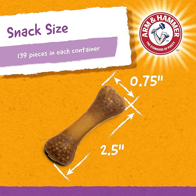 Arm & Hammer for Pets Nubbies Dental Treats Value Size - Baking Soda & Calcium Dog Dental Chews, Helps Scrub Plaque & Tartar While Chewing, Peanut Butter Flavor, 139 Count, 52.8 Oz - 6 Pack