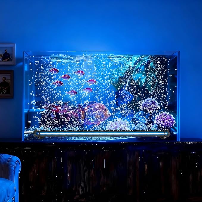 Bubble Fish Tank Light：Ip68 Waterproof Fish Aquarium Lights with Oxygen Boost for 12-17 inch Saltwater Freshwater Tanks -Submersible Led Lights with Remote for Aquatic Pet Plants Lovers