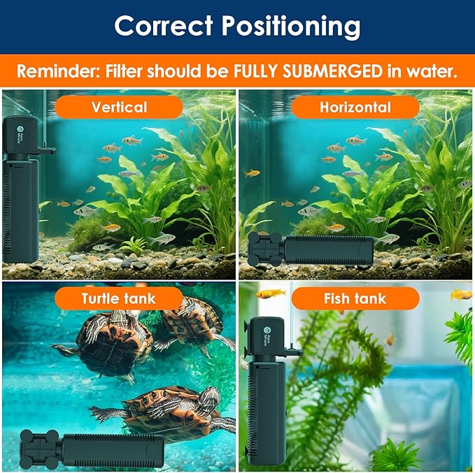 AquaMiracle Aquarium Filter with U - V Light & Filter Sponge, Fish Tank Filter with Timer for Green Water, Turtle Filter with Aeration & Rainfall Mode for Aquarium 10-30 Gallon