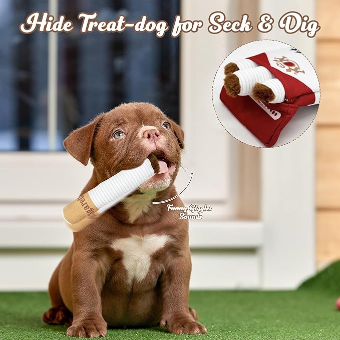 Funny Cigarettes Dog Toy - 4Pcs Interactive Dog Teething Toys Squeaky Cigar Pet Toy Indoor Bite Kick Plush Dog Cat Toys Supplies for Puppies Small Dogs Pet Present Cats Pet Lovers Gift