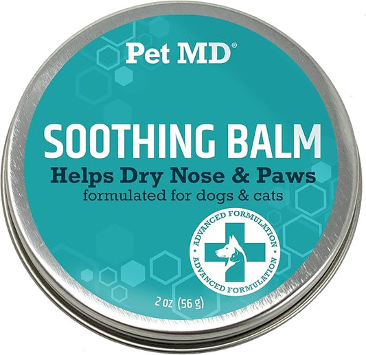 Pet MD Soothing Balm - Cat & Dog Paw Pad Balm - Elbow and Dog Nose Balm for Dry Nose - with Shea Butter, Beeswax, and Coconut Oil for Dogs - Fragrance Free & Safe to Lick - Made in USA
