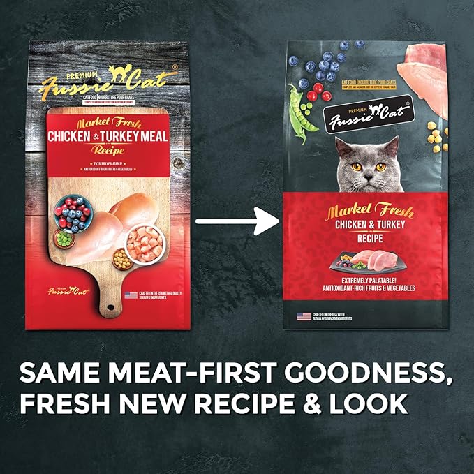 Fussie Cat Market Fresh Chicken & Turkey Recipe, Dry Cat Food, 3.5lb Bag (Pack of 2)