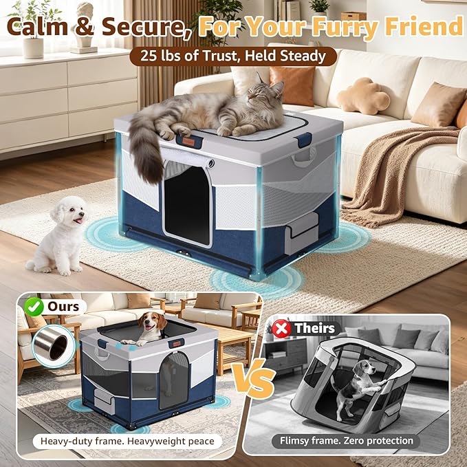 LOOBANI Foldable Dog Playpen for Small Dogs–Sturdy Puppy Playpen Indoor Outdoor with Full-Zip Washable Fabric Enclosure, 690D Waterproof Oxford Fabric, Portable Pet Crate with Carry Bag,32''x24''x22''