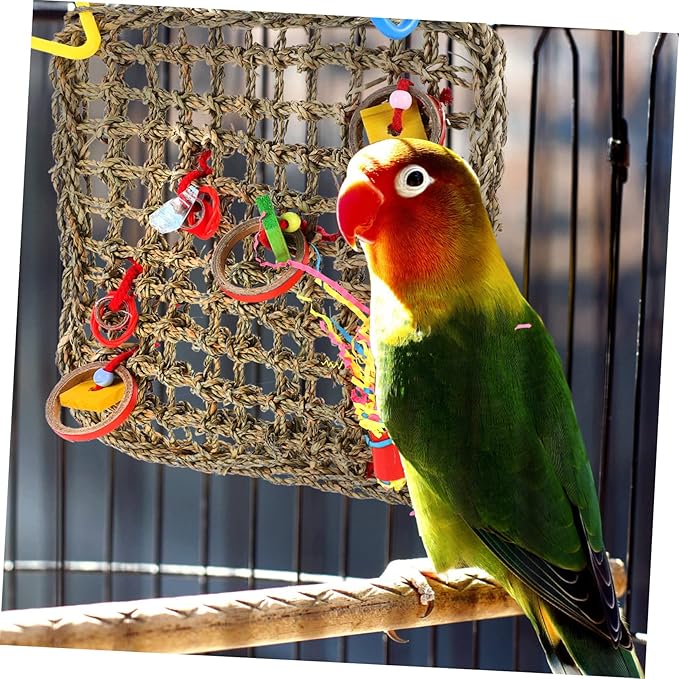 POPETPOP 1Pc Natural Parrot Hammock Climbing Net for Birds Durable Bird Swing for Cockatiels Parakeets and Parrots for Bird Lovers
