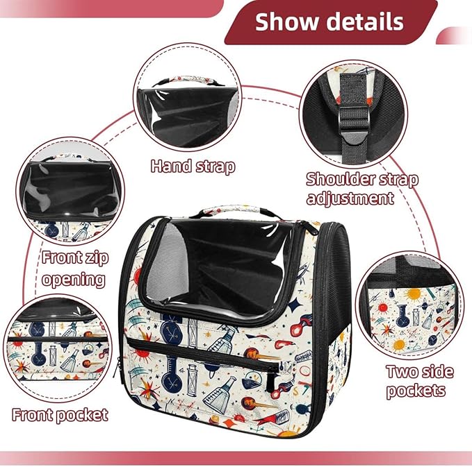 Airline Approved Soft Sided Pet Carrier, Colorful Science Education (1) Pet Travel Bag for Cats & Dogs, Durable, Breathable Pet Travel Bag for Airplane, Car & Train
