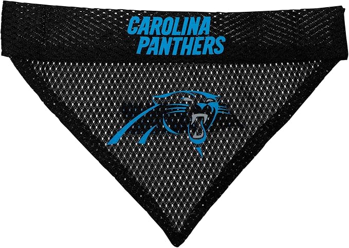 NFL DOG BANDANA - CAROLINA PANTHERS REVERSIBLE PET BANDANA. 2 Sided Sports Bandana with a PREMIUM Embroidery TEAM LOGO, Small/Medium. - 2 Sizes & 32 NFL Teams available