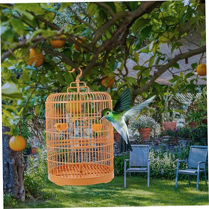 VANZACK Plastic Hanging Bird Cage Round Shape Durable Small Animal Cage Decor for Parrots and Parakeets Door Stylish Design Suitable for Pet Birds and Gifts