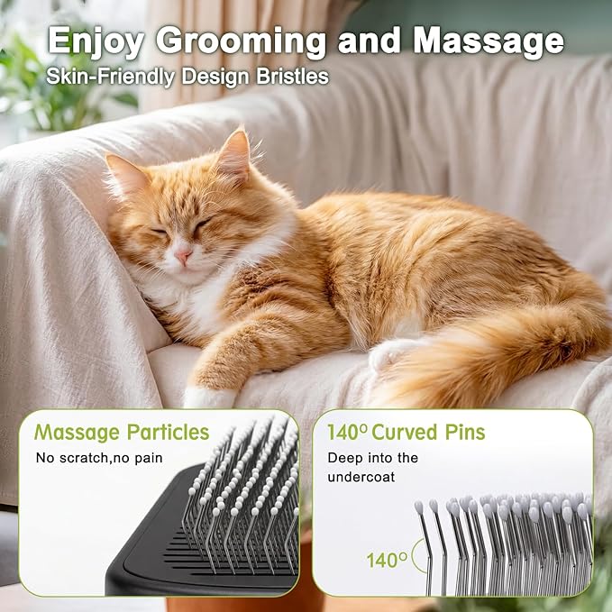 Pet Steam Brush, 3-in-1 Cat and Dog Grooming Brush for Shedding, Pet Hair Cleaning, Massage, Self Cleaning Spray Comb for Long and Short Hair (Black)