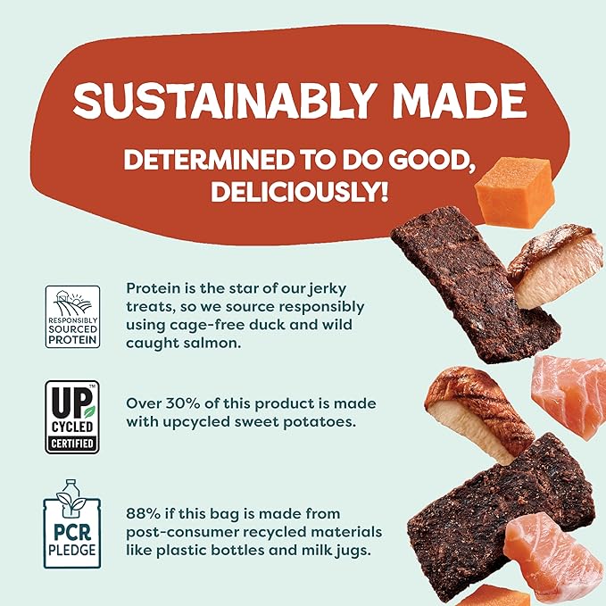 Shameless Pets Jerky Dog Treats, Variety 4-Pack – Healthy Chews with Salmon & Duck – Natural Dog Treats with Real Ingredients – Grain, Corn & Soy Free