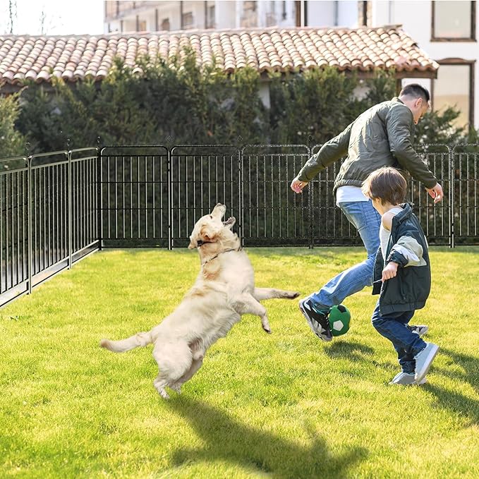 Kfvigoho Heavy Duty Dog Playpen: 16 Steel Panels 40" Height, Square Steel Pipe with Reinforced Crossbars, 36FT 103 Sq.ft Portable Fence for Yard RV Camping, Snowy Black