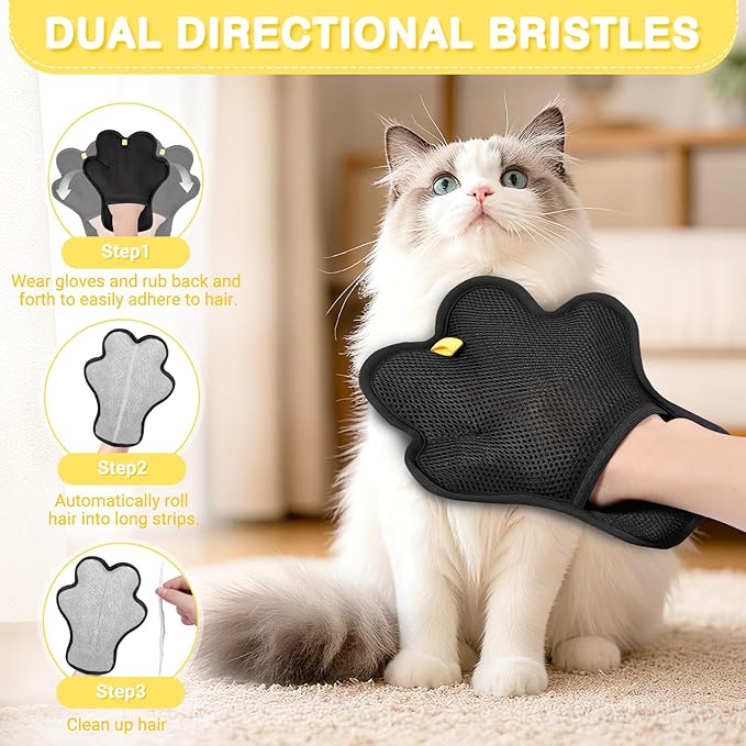 Pet Hair Removal Glove for Cats and Dogs,Upgrade Reusable Electrostatic Magic Brush Pet Hair Removal Grooming Gloves Tool for Furniture, Bed Sheets,Couch,Clothes,Carpet,Car Seat